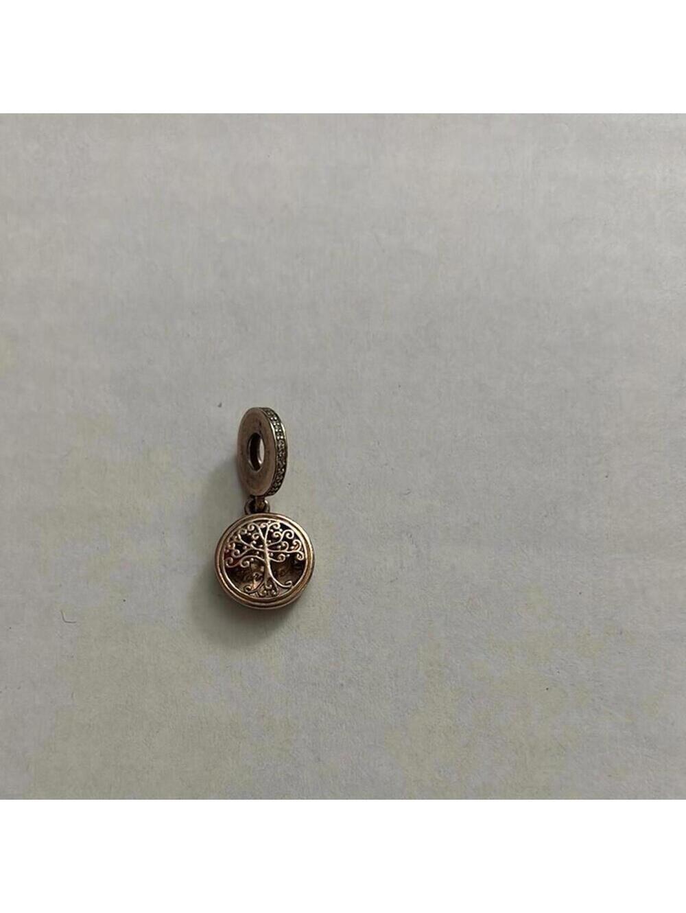 Pandora Gold Tree of Life Pendant open clasp engraved jewel loop bracelet